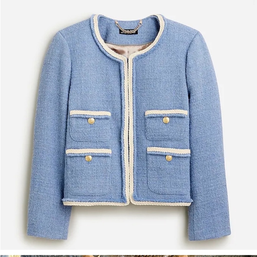 J. Crew France’s Lady Jacket Pale Seascape Maritime Tweed SIZE 2 - Picture 4 of 10